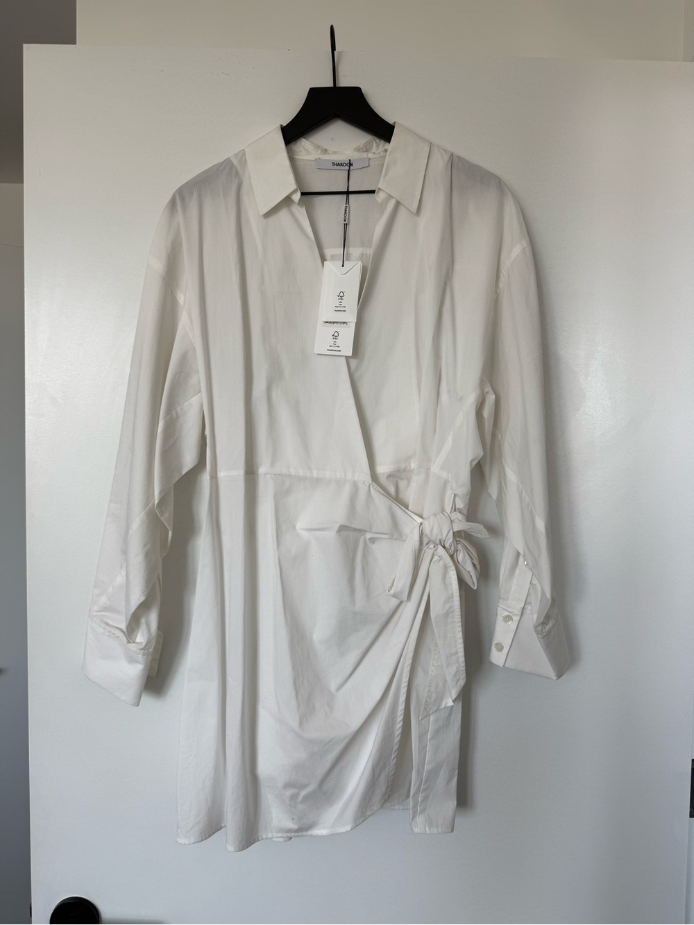 Thakoon White Collared Wrap Mini Dress